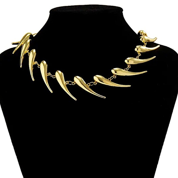 Stainless Steel Spiked Gold Choker Necklace Punk Retro - Picture 3 of 9